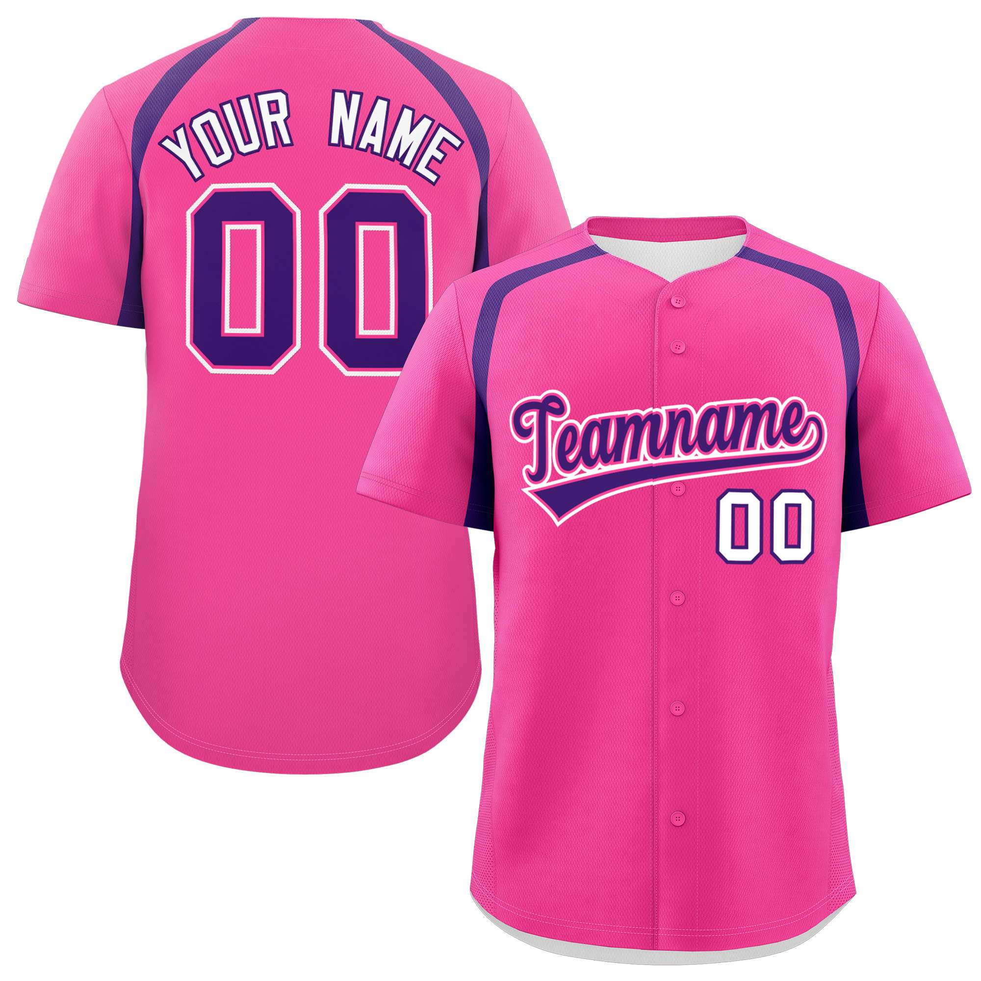 Custom Pink Purple Personalized Color Block Authentic Baseball Jersey