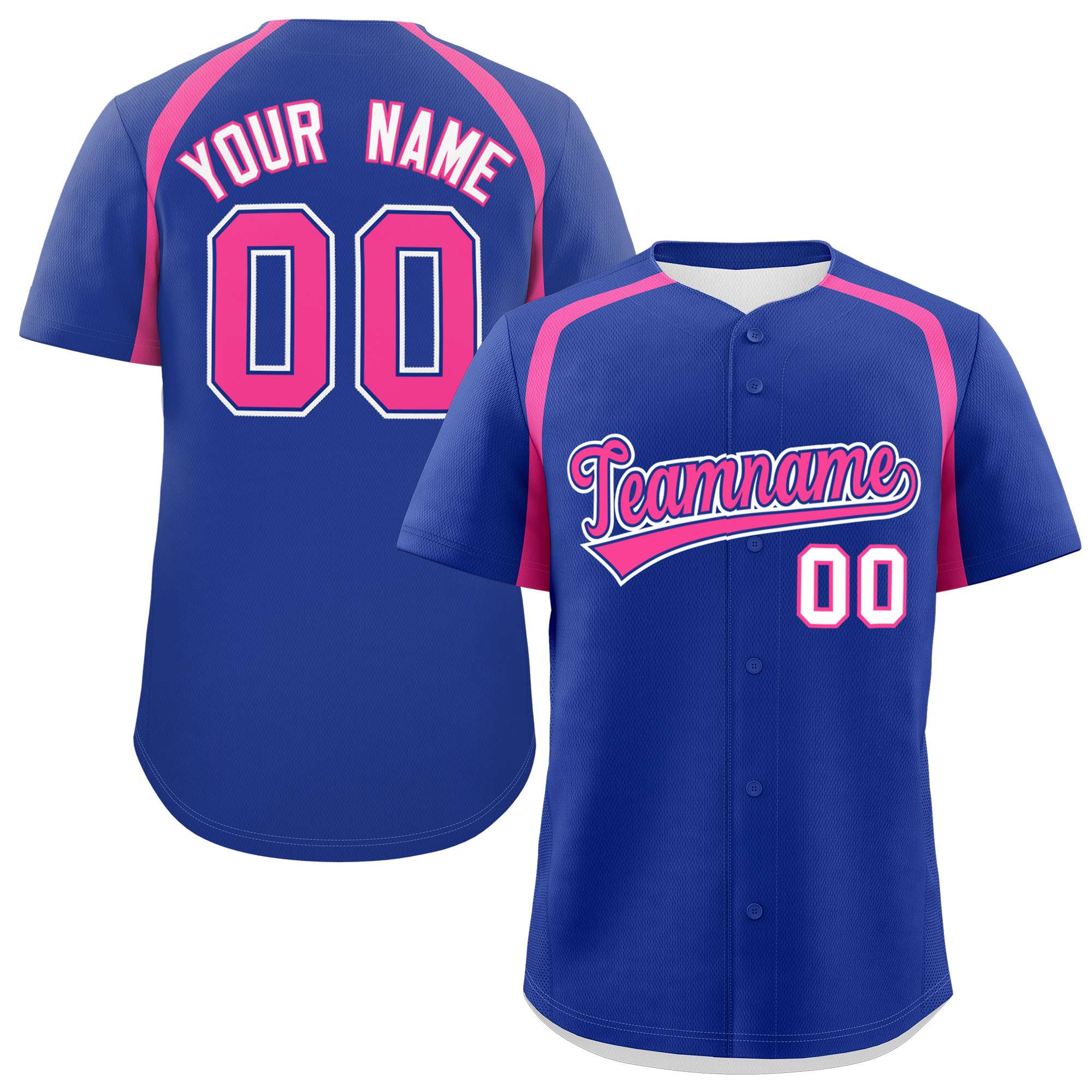 Custom Royal Pink Personalized Color Block Authentic Baseball Jersey