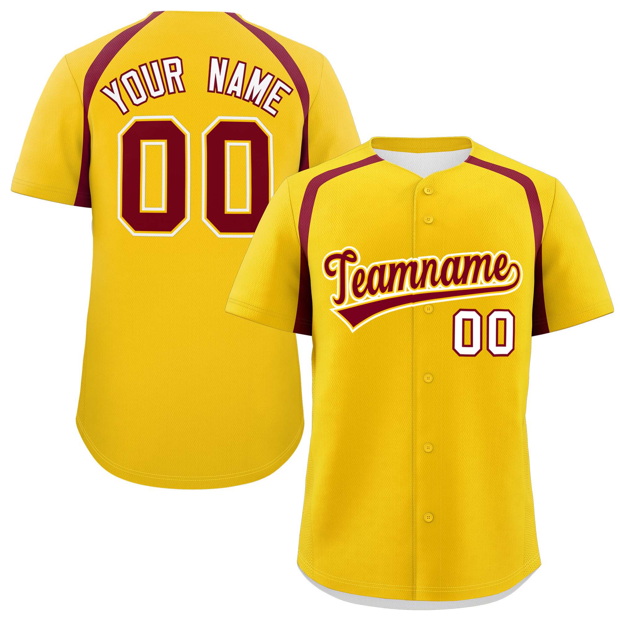 Custom Gold Crimson Personalized Color Block Authentic Baseball Jersey