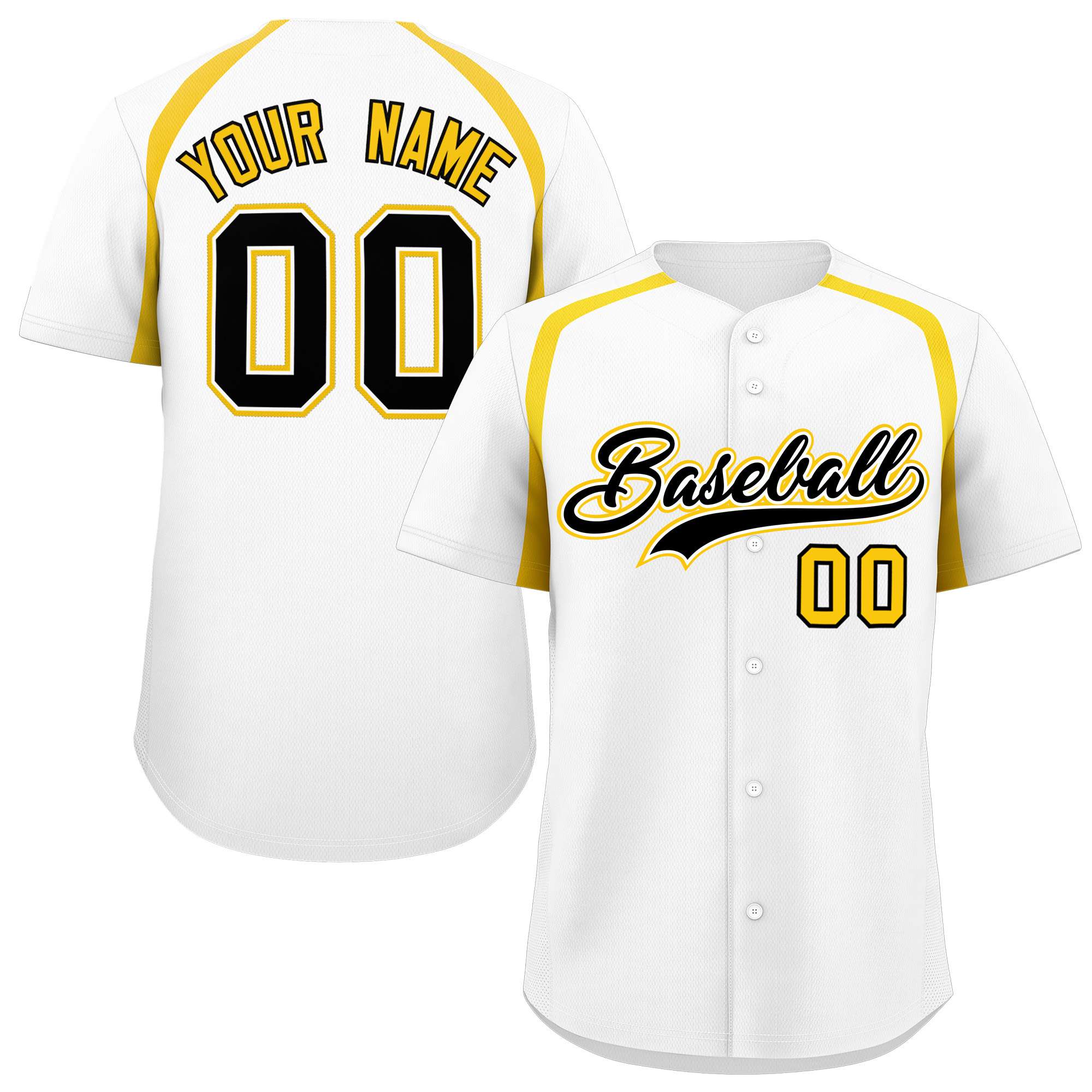 Custom White Gold Personalized Color Block Authentic Baseball Jersey