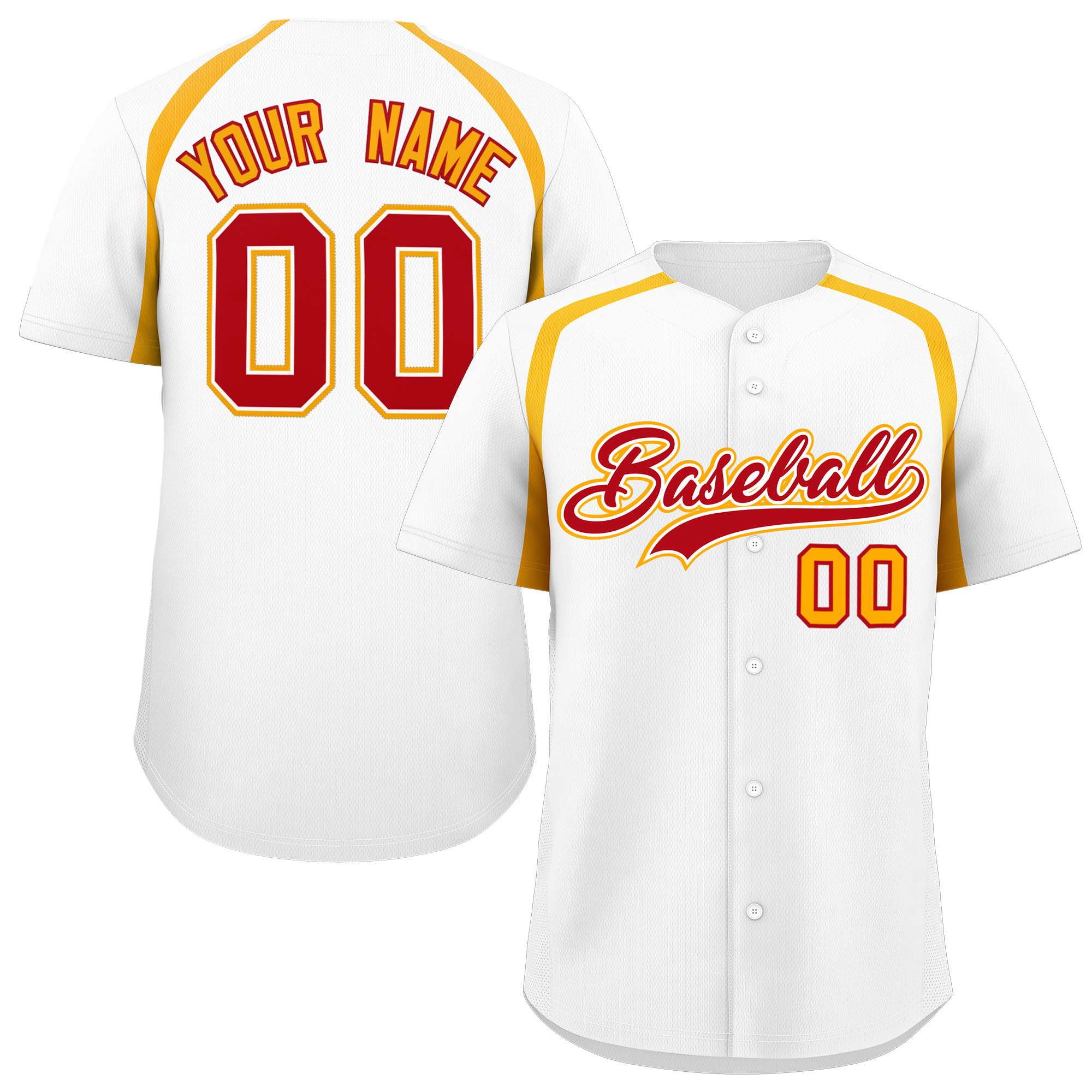 Custom White Yellow Personalized Color Block Authentic Baseball Jersey