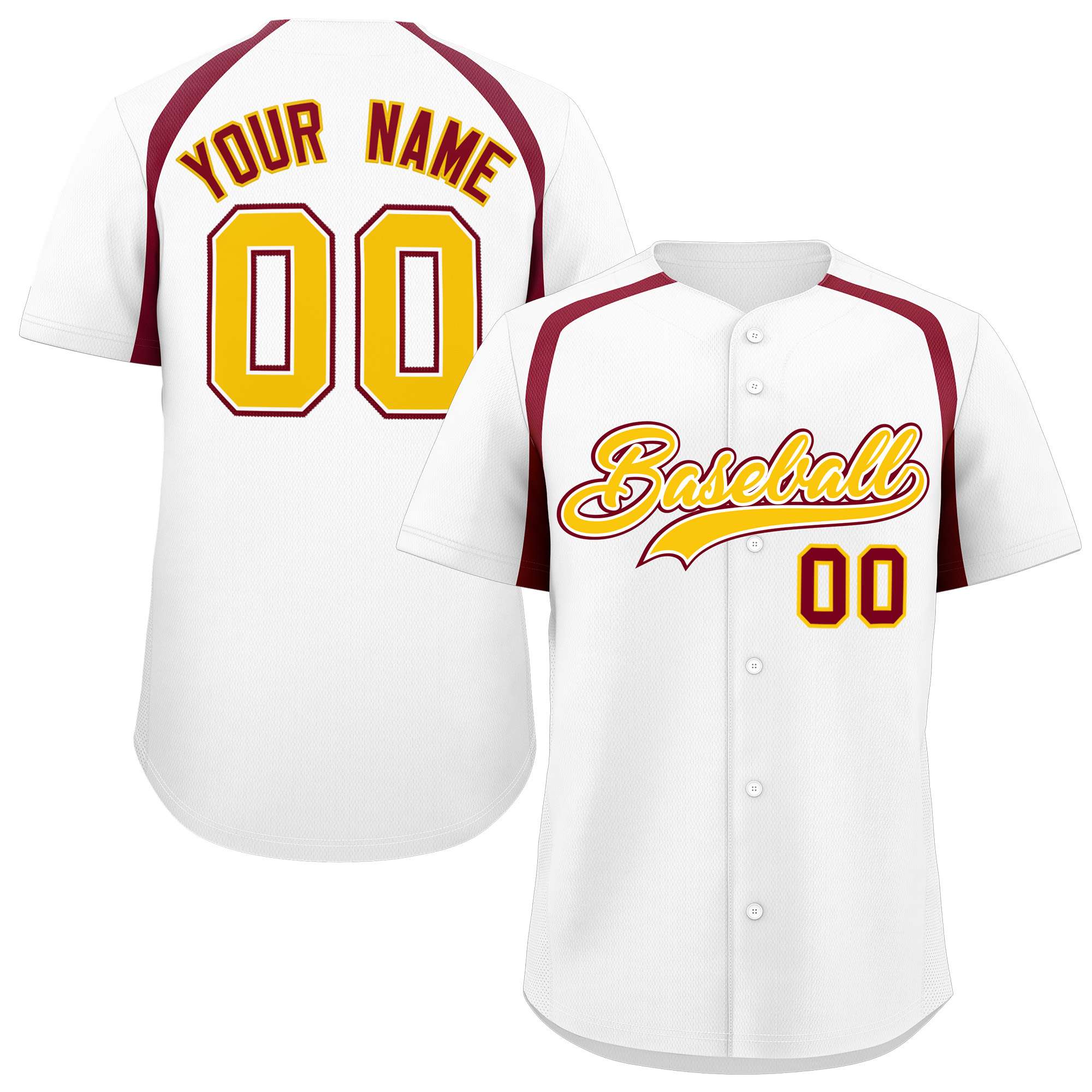 Custom White Crimson Personalized Color Block Authentic Baseball Jersey