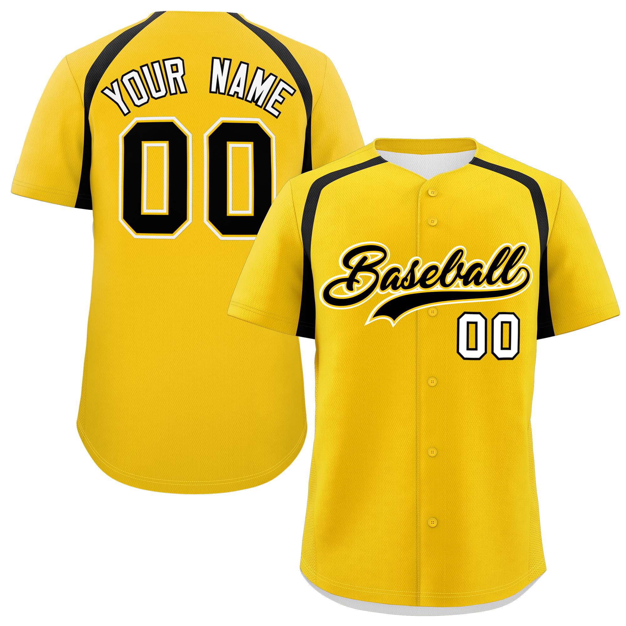 Custom Gold Black Personalized Color Block Authentic Baseball Jersey