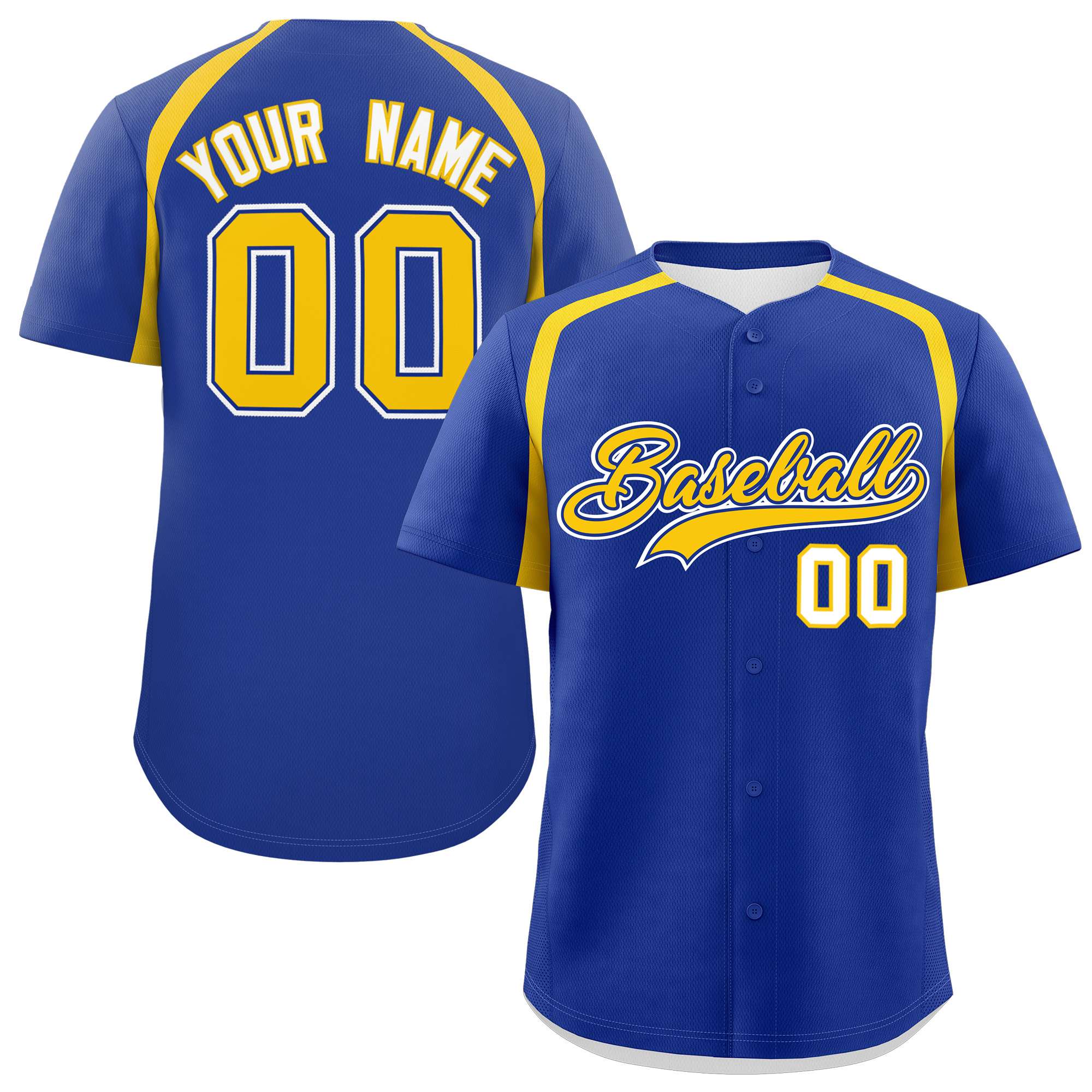 Custom Royal Gold Personalized Color Block Authentic Baseball Jersey