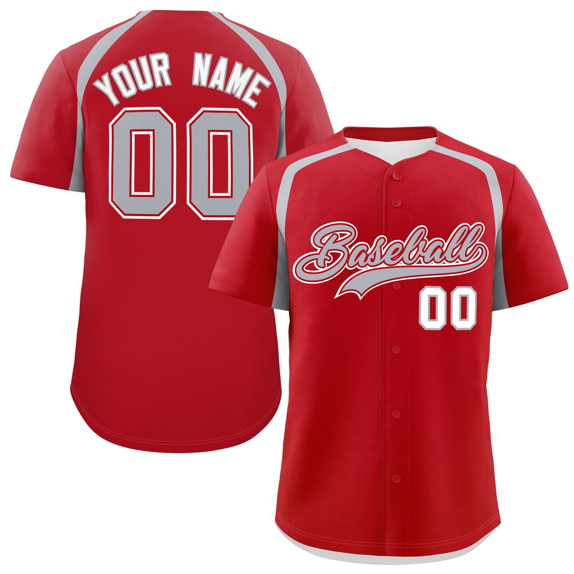 Custom Red Silver Personalized Color Block Authentic Baseball Jersey