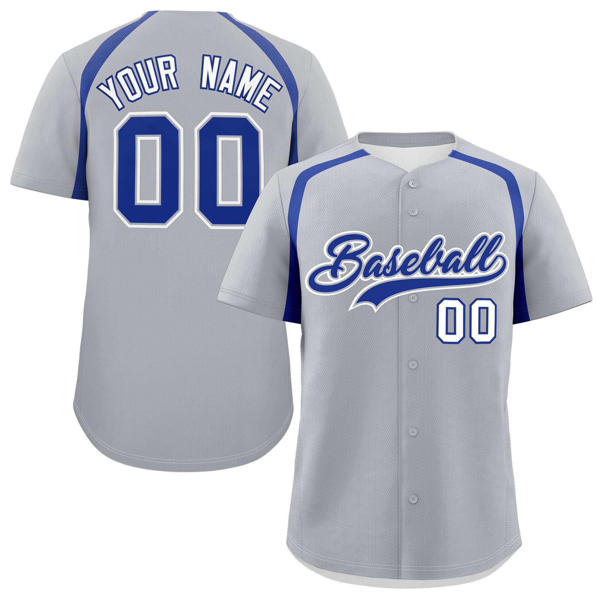 Custom Silver Royal Personalized Color Block Authentic Baseball Jersey