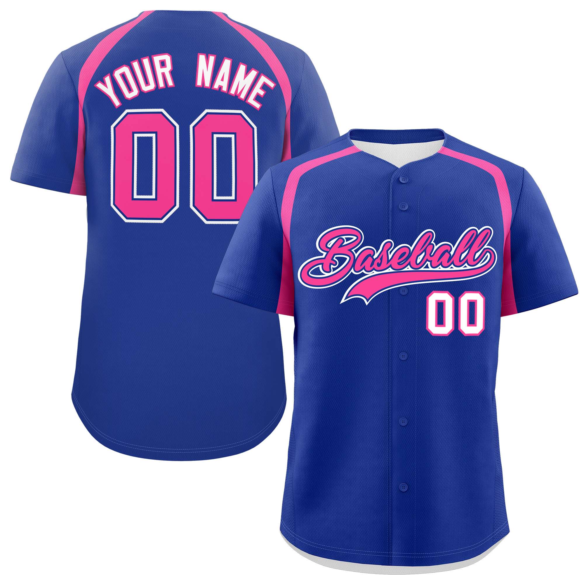 Custom Royal Pink Personalized Color Block Authentic Baseball Jersey