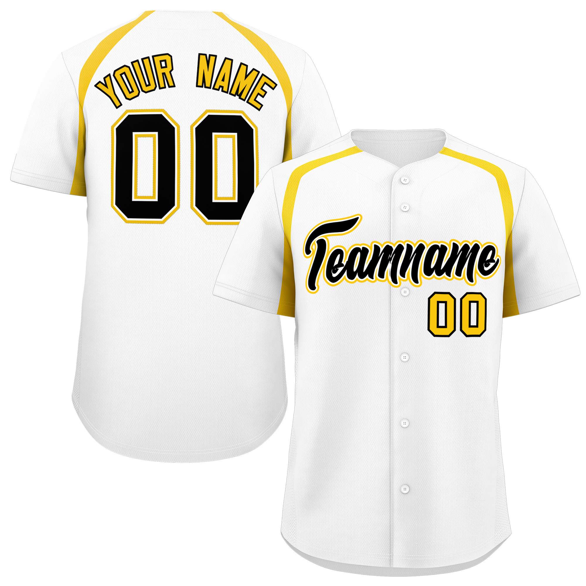 Custom White Gold Personalized Color Block Authentic Baseball Jersey