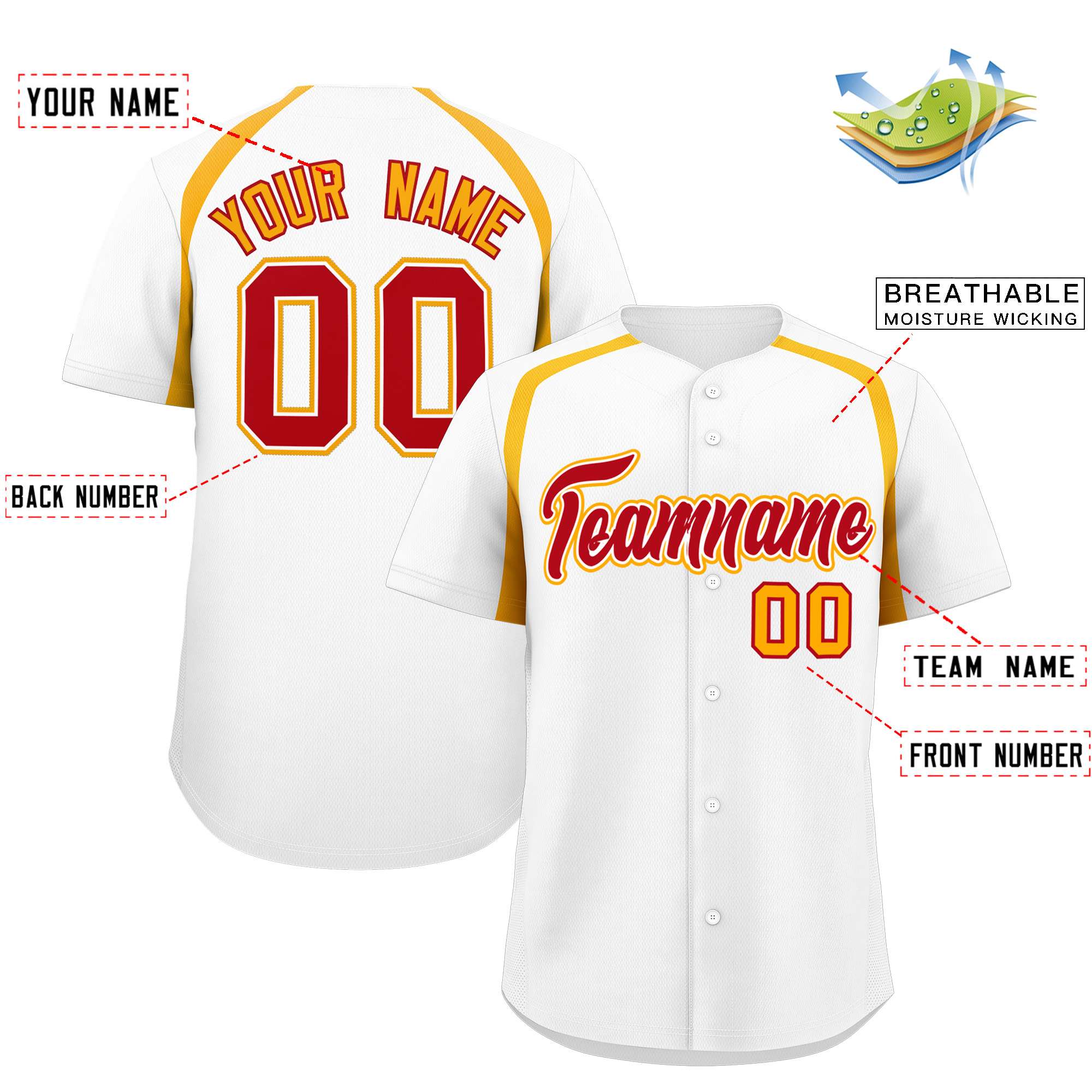 Custom White Yellow Personalized Color Block Authentic Baseball Jersey