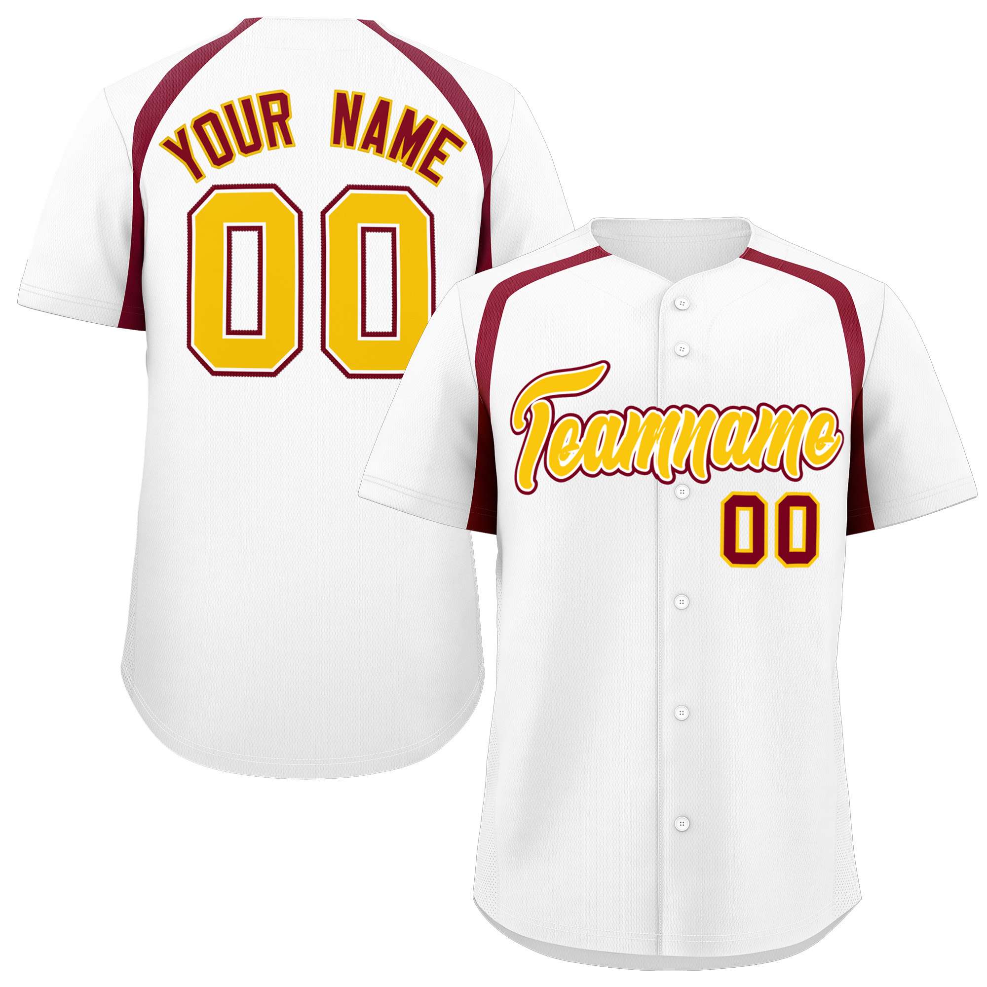 Custom White Crimson Personalized Color Block Authentic Baseball Jersey