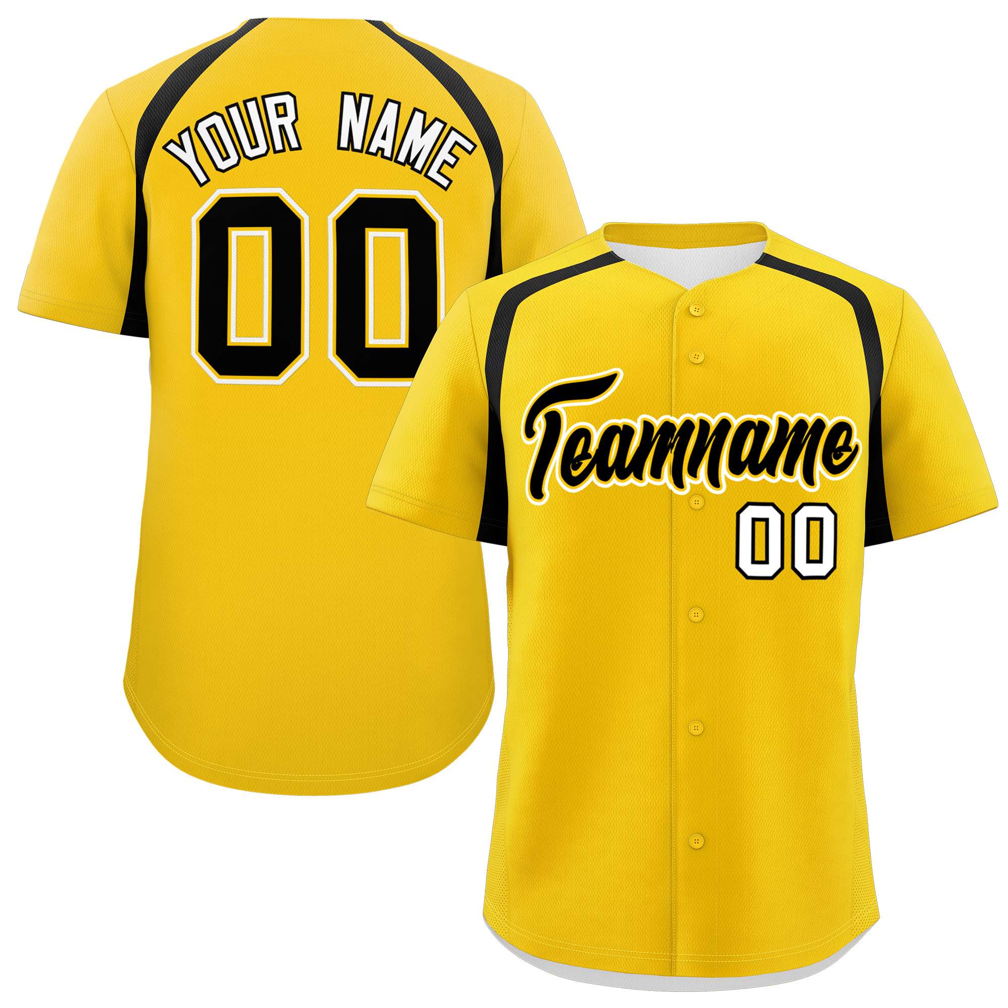 Custom Gold Black Personalized Color Block Authentic Baseball Jersey