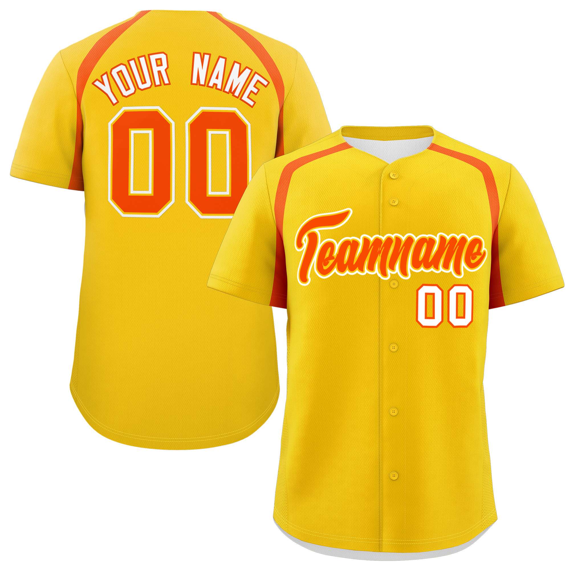 Custom Gold Orange Personalized Color Block Authentic Baseball Jersey