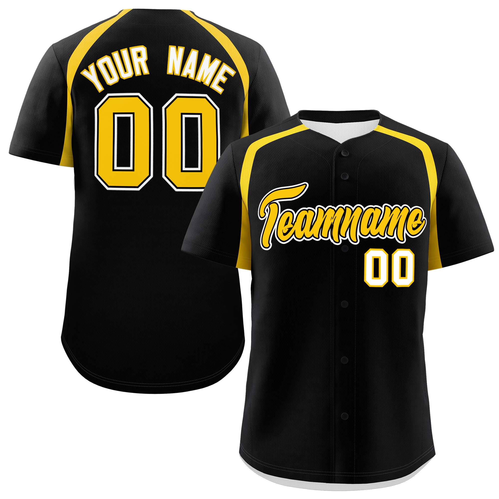 Custom Black Gold Personalized Color Block Authentic Baseball Jersey