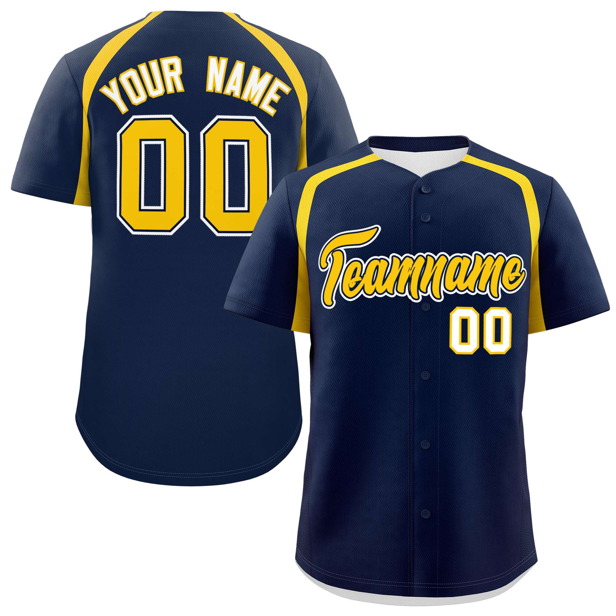 Custom Navy Gold Personalized Color Block Authentic Baseball Jersey