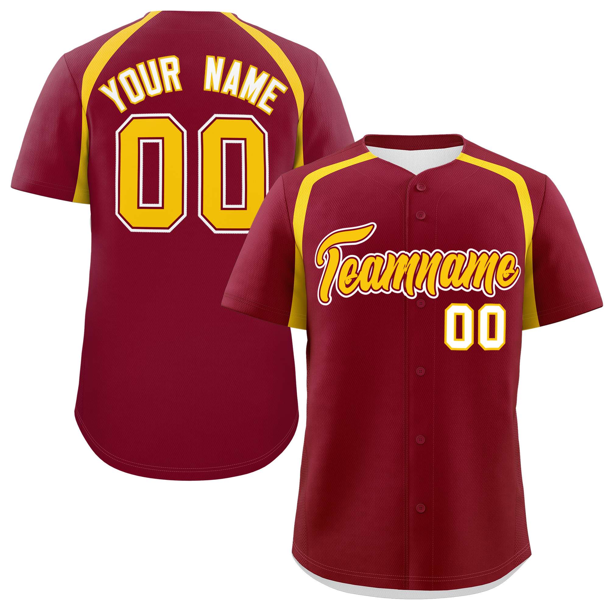 Custom Crimson Gold Personalized Color Block Authentic Baseball Jersey