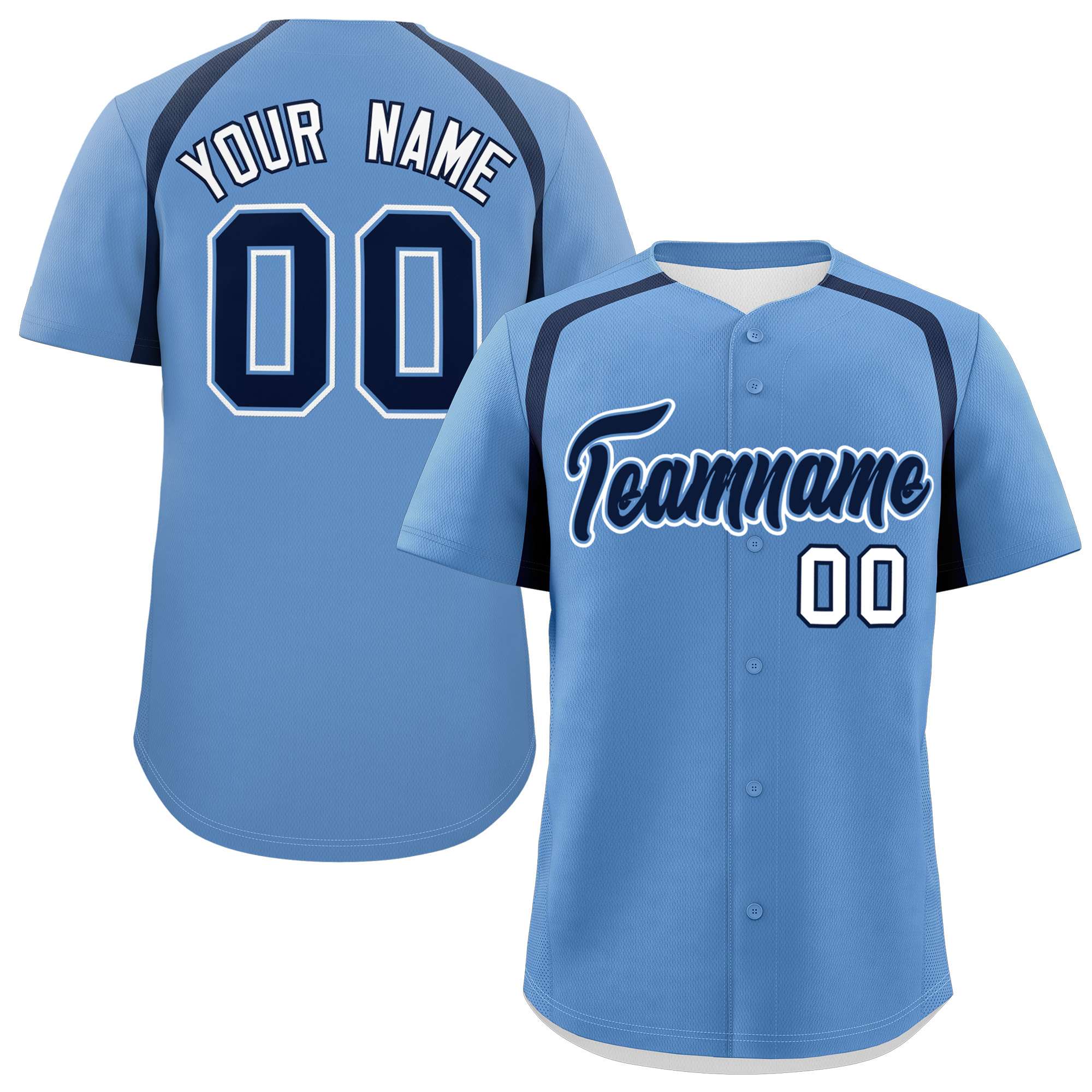 Custom Light Blue Navy Personalized Color Block Authentic Baseball Jersey