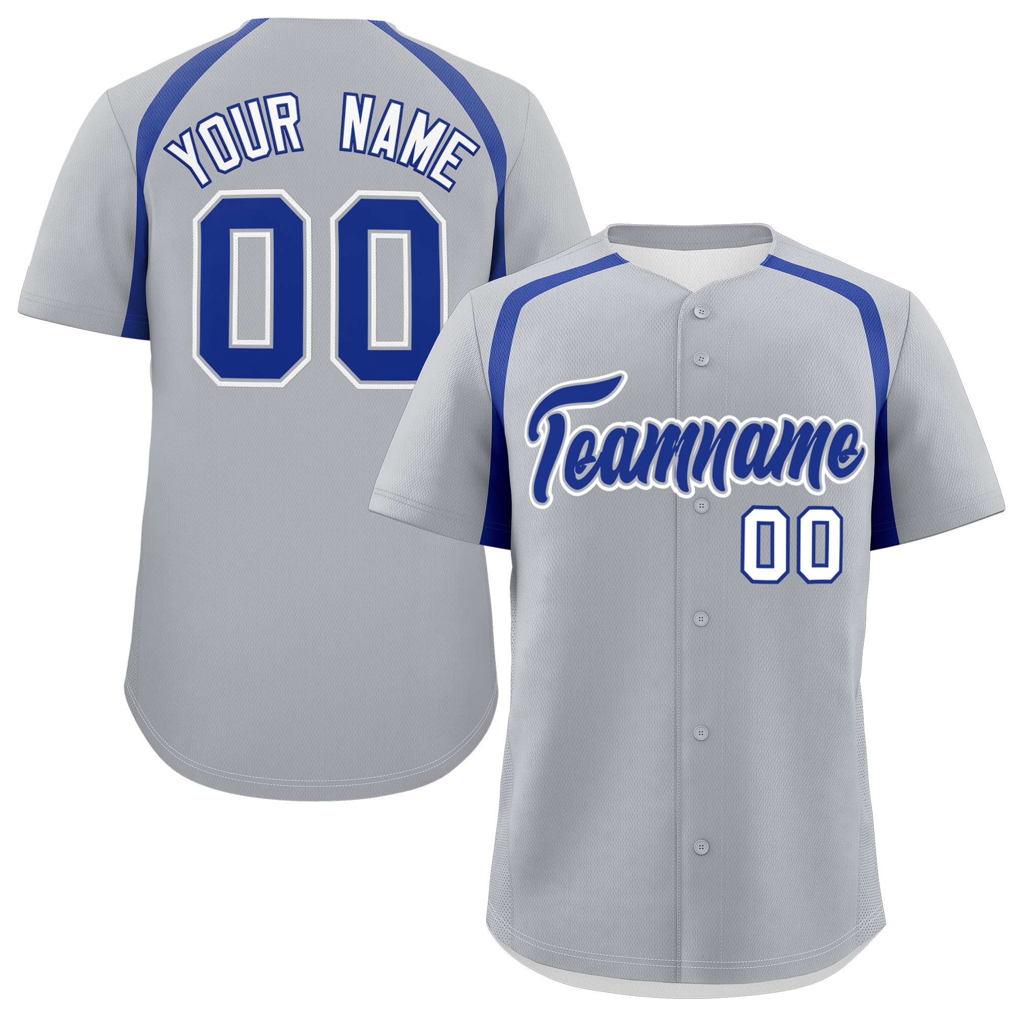 Custom Silver Royal Personalized Color Block Authentic Baseball Jersey