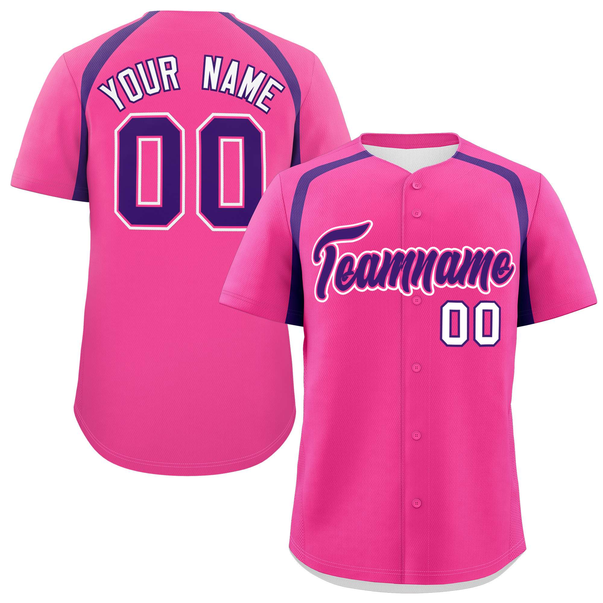 Custom Pink Purple Personalized Color Block Authentic Baseball Jersey