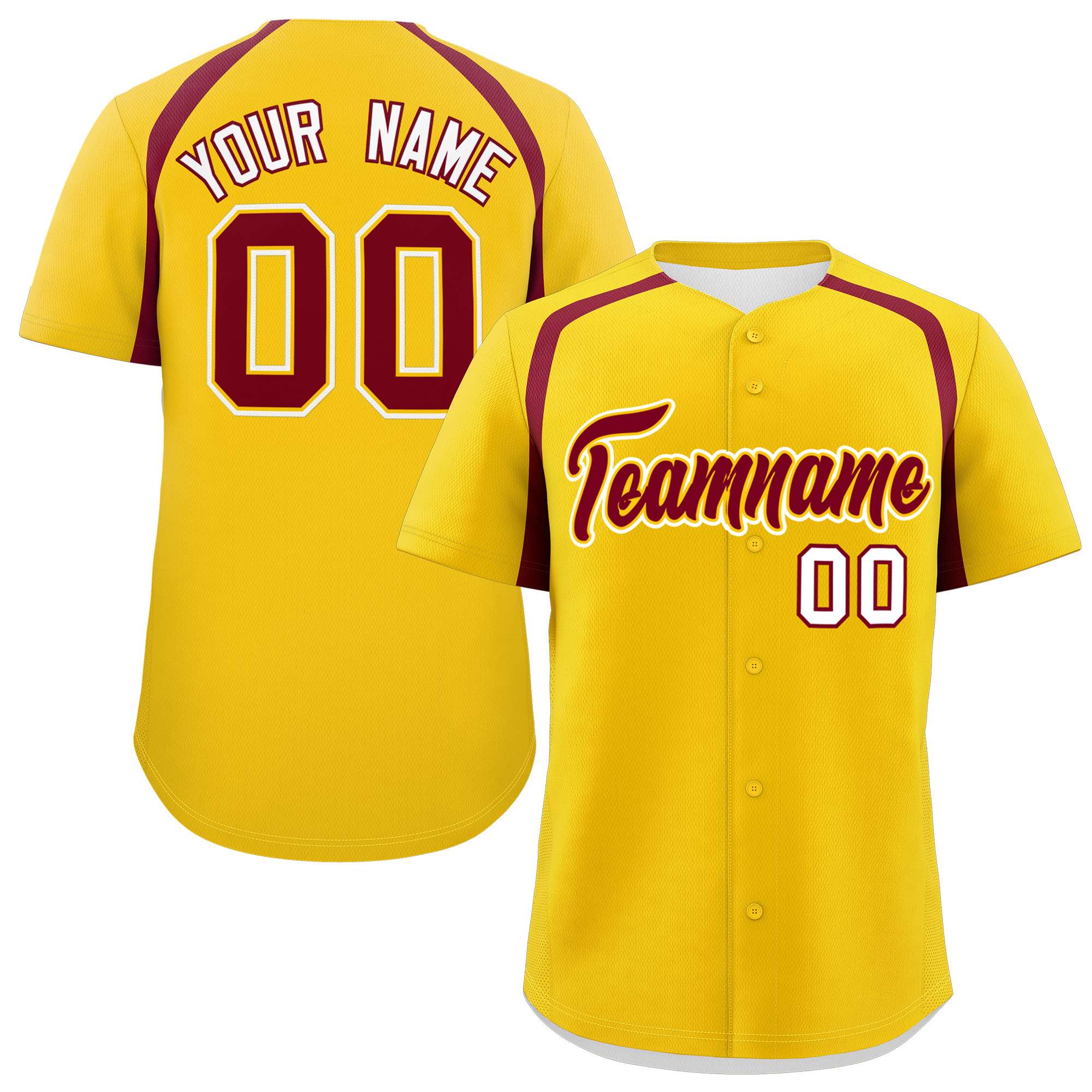 Custom Gold Crimson Personalized Color Block Authentic Baseball Jersey