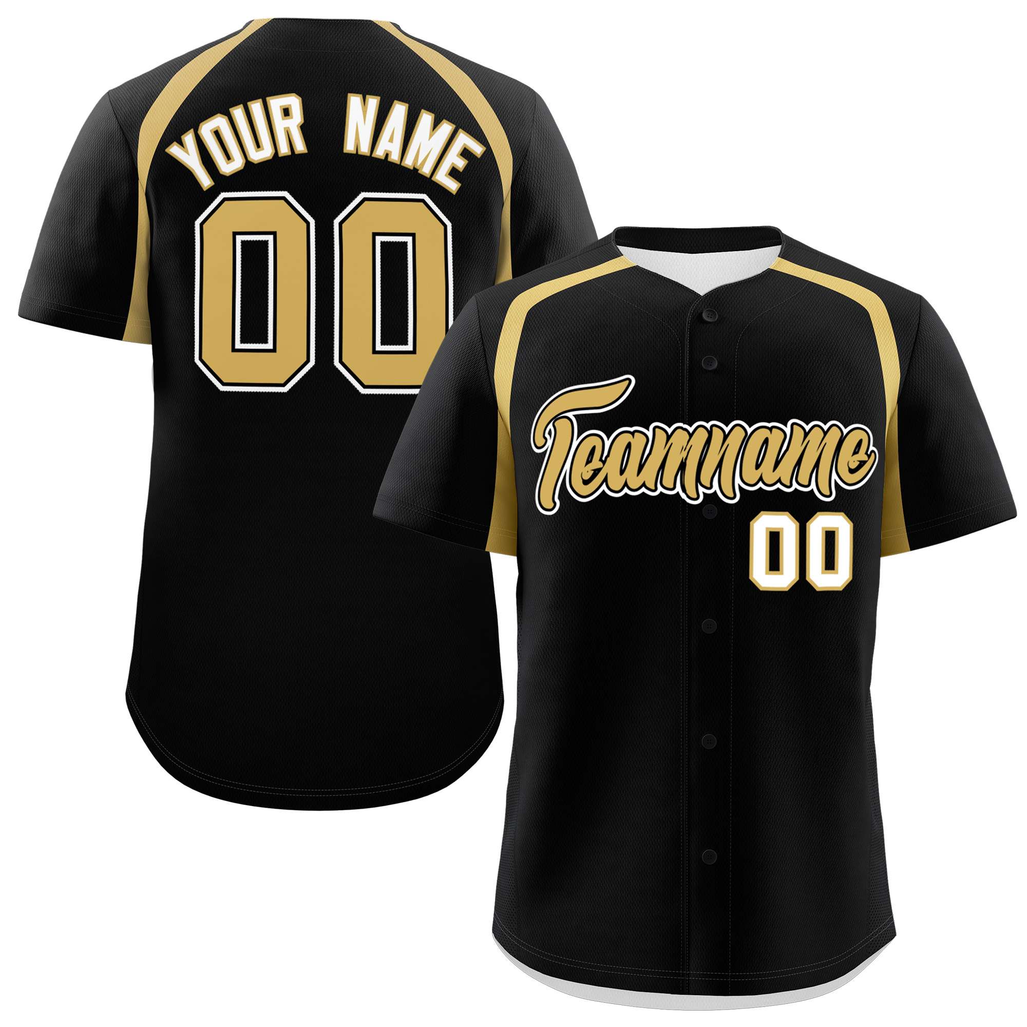 Custom Black Old Gold Personalized Color Block Authentic Baseball Jersey