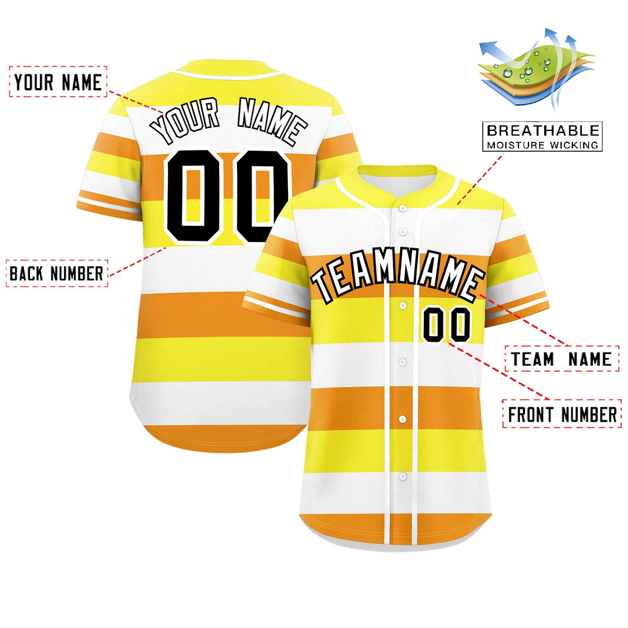 Custom Yellow White-Orange Maverique For Pride Month Color Block Authentic Baseball Jersey