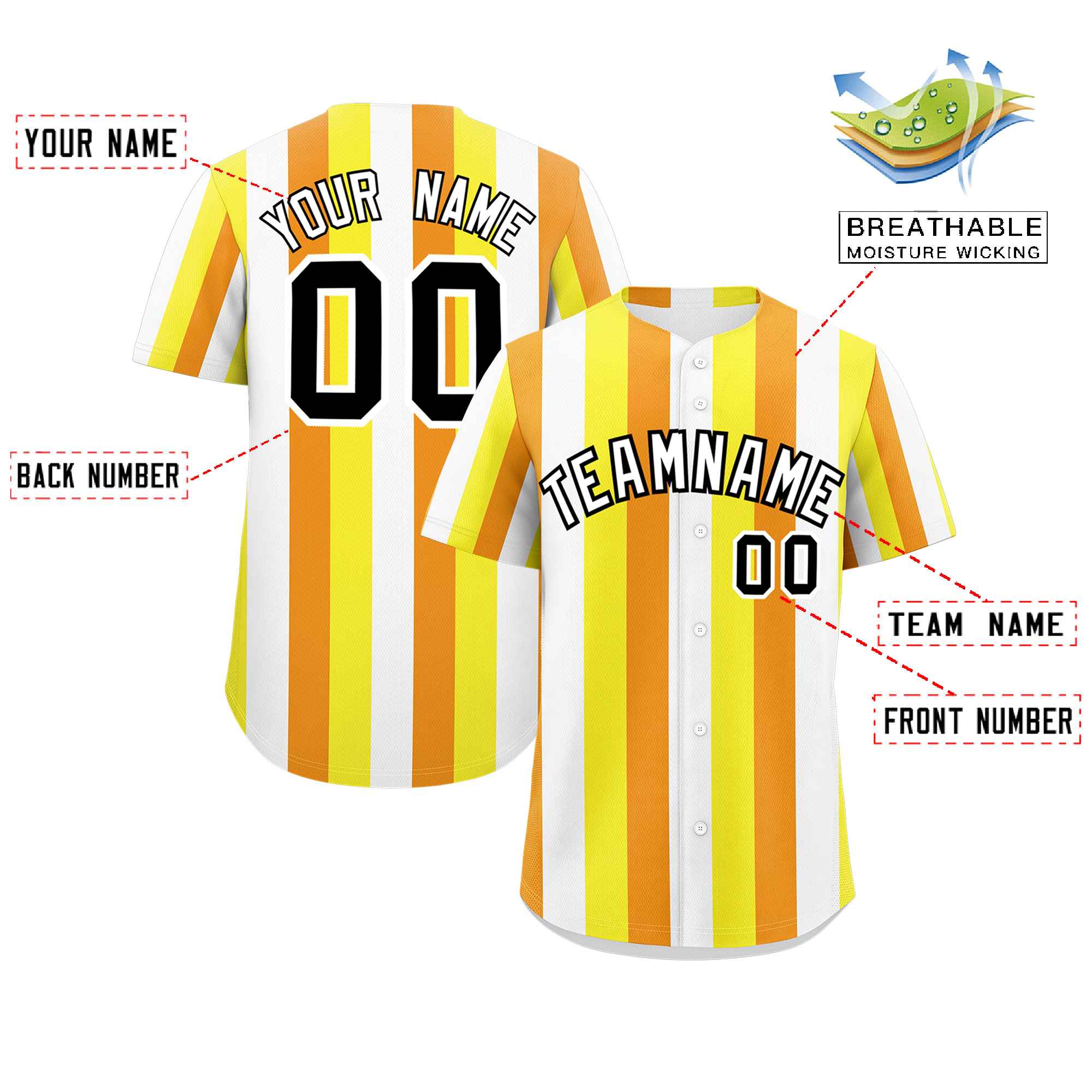 Custom Yellow White-Orange Maverique For Pride Month Color Block Authentic Baseball Jersey