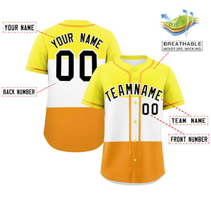 Custom Yellow White-Orange Maverique For Pride Month Color Block Authentic Baseball Jersey