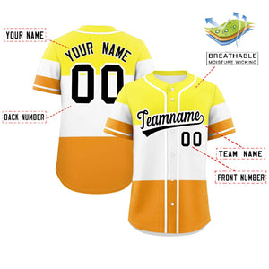 Custom Yellow White-Orange Maverique For Pride Month Color Block Authentic Baseball Jersey