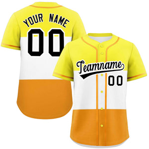 Custom Yellow White-Orange Maverique For Pride Month Color Block Authentic Baseball Jersey