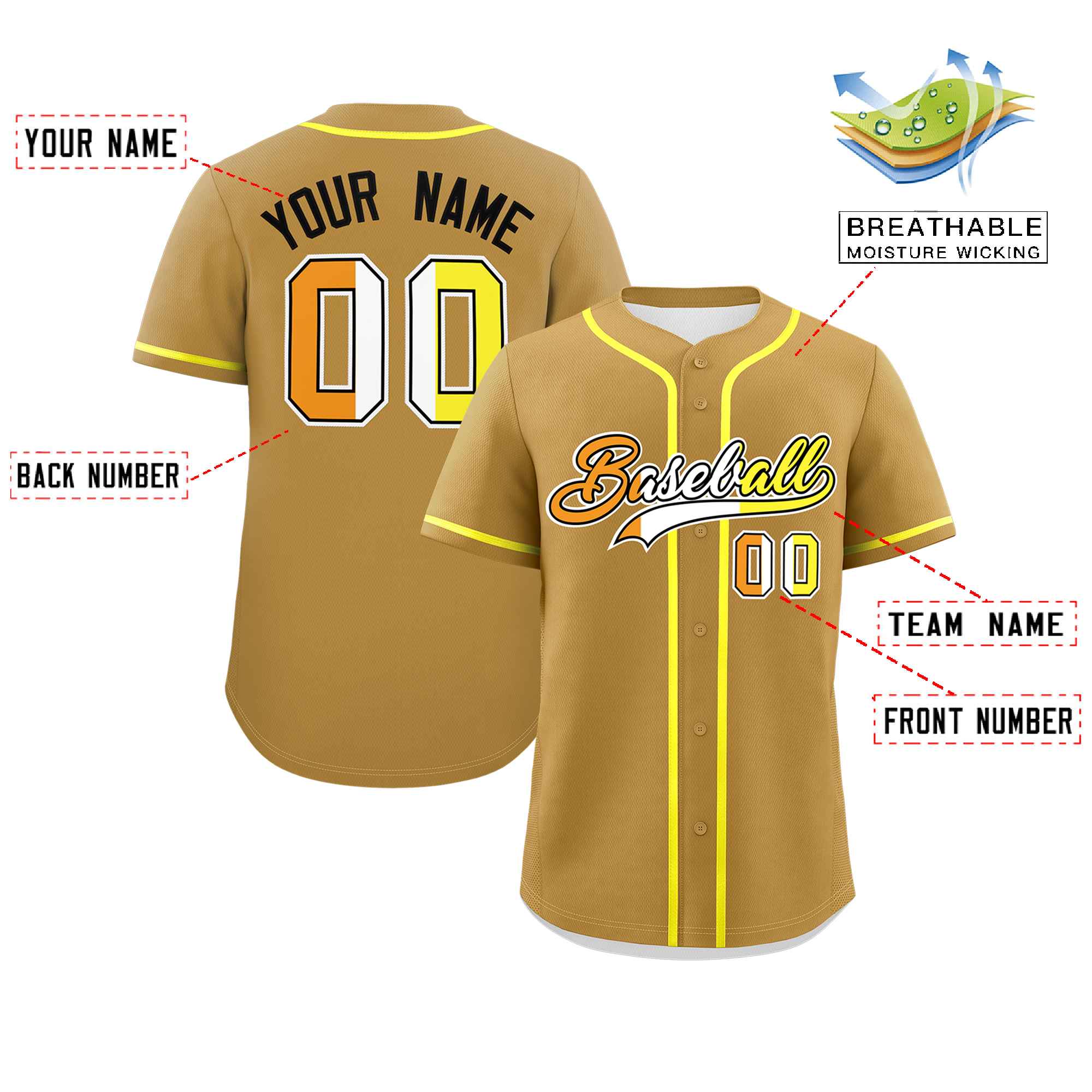 Custom Old Gold Maverique For Pride Month Classic Style Authentic Baseball Jersey