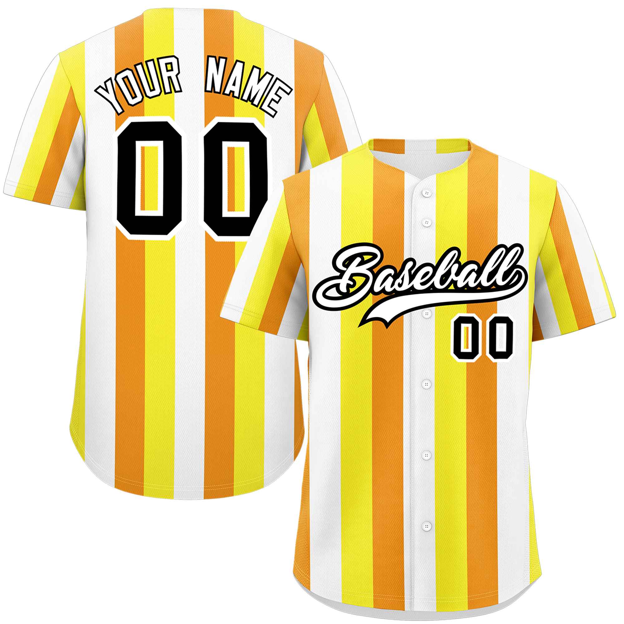 Custom Yellow White-Orange Maverique For Pride Month Color Block Authentic Baseball Jersey