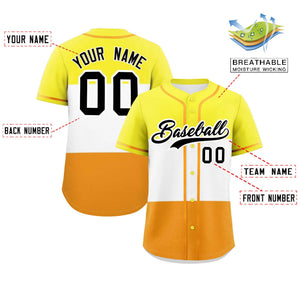 Custom Yellow White-Orange Maverique For Pride Month Color Block Authentic Baseball Jersey