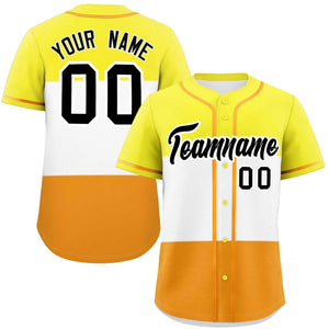 Custom Yellow White-Orange Maverique For Pride Month Color Block Authentic Baseball Jersey