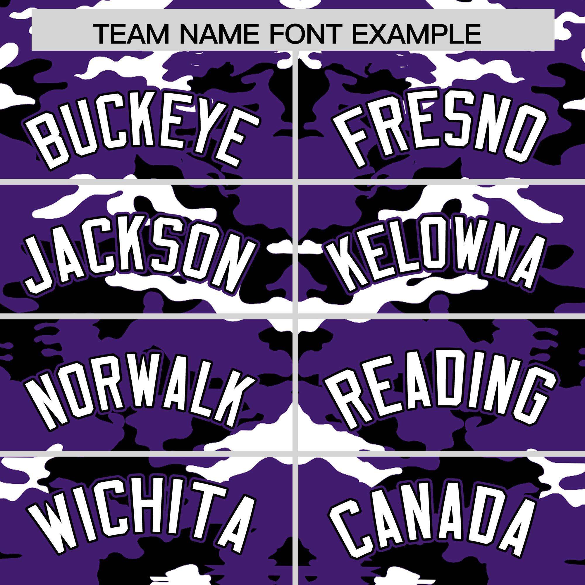 Custom Purple Black-White Personalized Camo Design Authentic Baseball Jersey