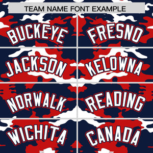 Custom Navy Red-White Personalized Camo Design Authentic Baseball Jersey