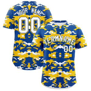 Custom Royal Gold-White Personalized Camo Design Authentic Baseball Jersey