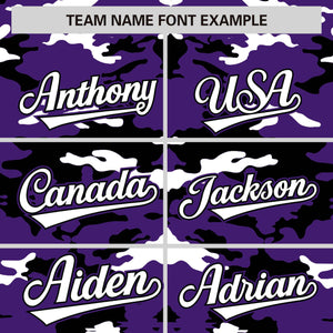 Custom Purple Black-White Personalized Camo Design Authentic Baseball Jersey