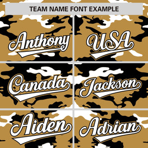 Custom Old Gold Black-White Personalized Camo Design Authentic Baseball Jersey