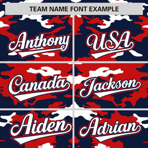 Custom Navy Red-White Personalized Camo Design Authentic Baseball Jersey