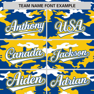 Custom Royal Gold-White Personalized Camo Design Authentic Baseball Jersey