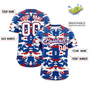 Custom Royal White-Red Personalized Camo Design Authentic Baseball Jersey