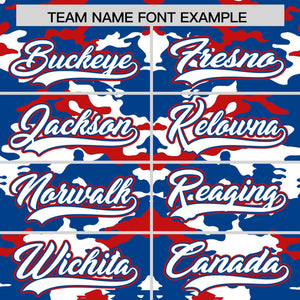 Custom Royal White-Red Personalized Camo Design Authentic Baseball Jersey