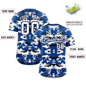 Custom Royal White-Black Personalized Camo Design Authentic Baseball Jersey