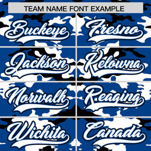 Custom Royal White-Black Personalized Camo Design Authentic Baseball Jersey