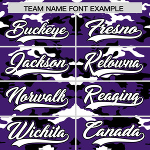 Custom Purple Black-White Personalized Camo Design Authentic Baseball Jersey