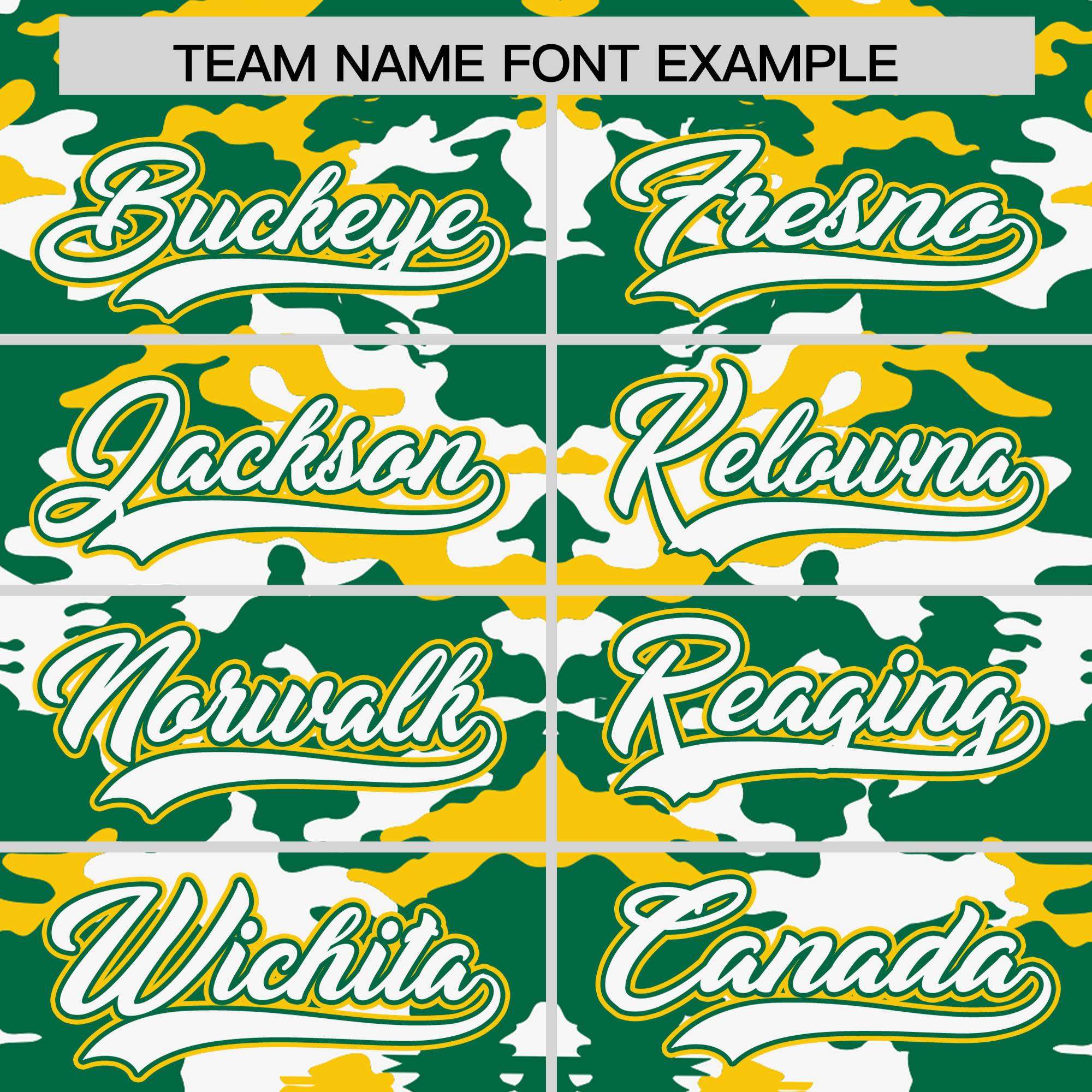 Custom Kelly Green Gold-White Personalized Camo Design Authentic Baseball Jersey