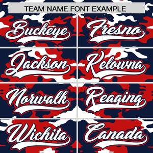 Custom Navy Red-White Personalized Camo Design Authentic Baseball Jersey