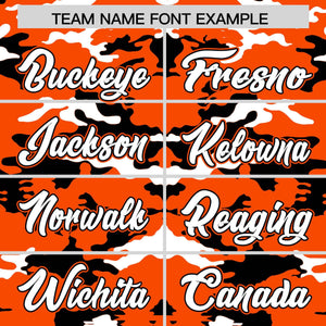 Custom Orange White-Black Personalized Camo Design Authentic Baseball Jersey