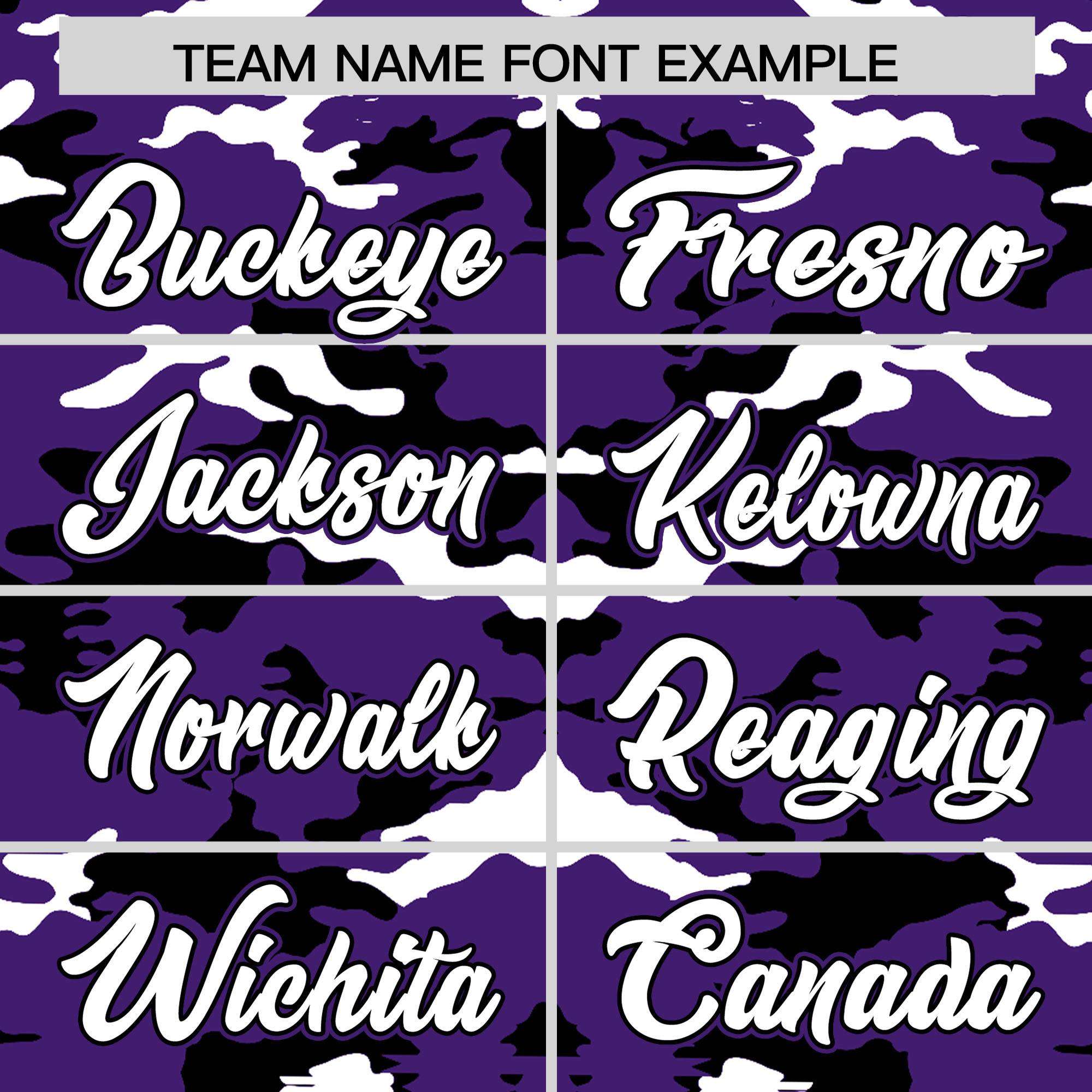 Custom Purple Black-White Personalized Camo Design Authentic Baseball Jersey