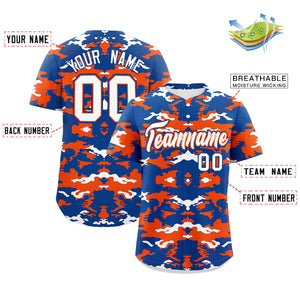 Custom Royal Orange-White Personalized Camo Design Authentic Baseball Jersey